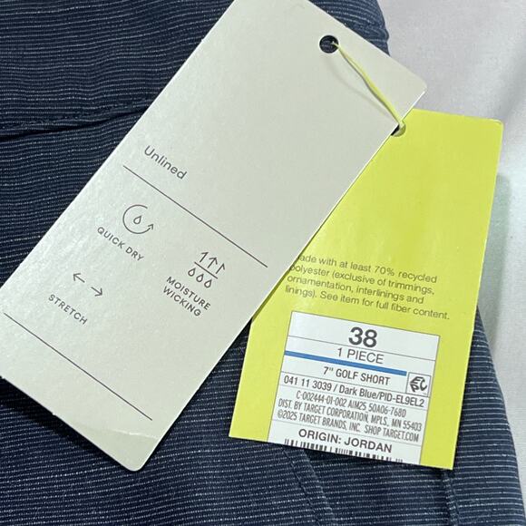 All in Motion Golf Shorts 38 Men’s Blue Soft Stretch 7” Inseam Unlined NWT - Picture 3 of 9